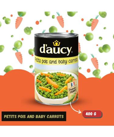 D'Aucy Peas Tinned Pick N Mix - Choose From 4 Flavours | Garden-Peas Mixed Vegetables Petits Petits-Pois & Baby Carrots Potatoes - Pack of 4 X 400g - Buy Online on GoSupps.com