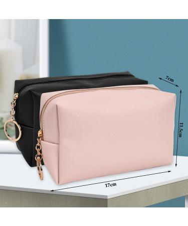 2-Piece PU Travel Makeup Storage Bag - Waterproof Organizer for Women Men & Kids - Pink & Black Cosmetic Bags - Buy Online on GoSupps.com
