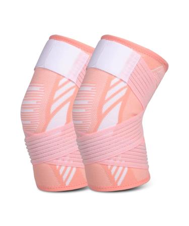 Kniebandage for women men 2 pieces of knee supports with adjustable straps and anti -slide silicone for sports running arthritis joint pain band injury meniscal tear tendonitis (pink XL) pink XL - Buy Online on GoSupps.com