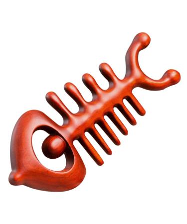 Frcolor Fishbath -shaped massage device wooden comb Hand massage device Handy massage comb reliable massage comb jade scratching ridge wide tooth ridge rosewood tools