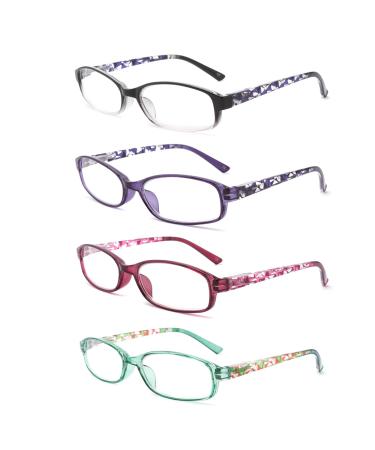 IVNUOYI 4 Pack Reading Glasses Blue Light Blocking,Fashion Ladies Spring Hinge Readers with Pattern Print,Anti Glare UV Eyeglasses for Women 2.5 4 Pack Mix Color 2.5 x