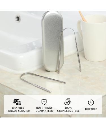 Liatinbo Tongue Scraper - Stainless Steel Tongue Scraps for Adults | Reduces Bad Breath & Promotes Freshness | 2 U-Shaped Pieces - Buy Online on GoSupps.com