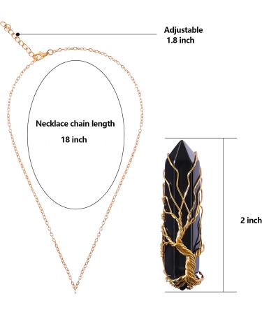 Tree of Life Black Agate-Gold Crystal Necklace | Hexagonal Wire Wrapped Pendant for Reiki Healing | Gemstone Jewelry for Women & Men - Buy Online on GoSupps.com