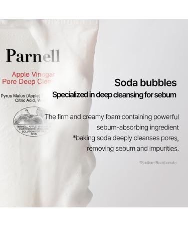 Parnell Apple Vinegar Pore Deep Cleanser Gentle Face Wash with Apple Extract & Baking Soda Removes Sebum & Impurities Pore Control Foam Cleanser for Oily & Acne-Prone Skin 5.07 fl oz / 150ml - Buy Online on GoSupps.com