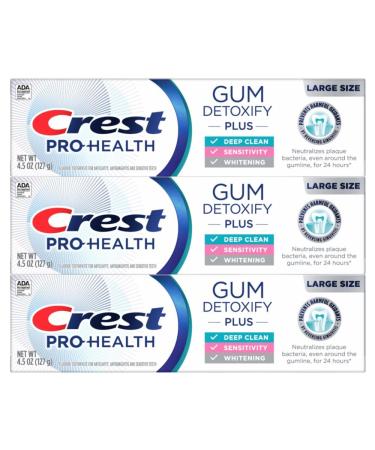 Crest Pro-Health Gum Detoxify Plus Toothpaste 4.5 oz Pack of 3 - Antibacterial Fluoride Toothpaste Sensitivity Protection Whitens Teeth Anticavity Plaque Control - Buy Online on GoSupps.com