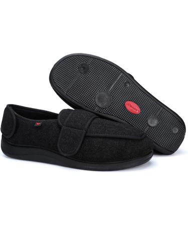 ZHENSI Men's Diabetic Shoes Extra Wide Adjustable Memory Foam Walking Shoes - Black (Size 9) | Non-Slip, Self-Adhesive, Ideal for Swollen Feet - Buy Online on GoSupps.com