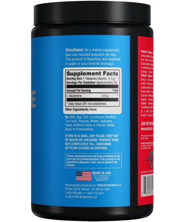 ProLab Glutamine Powder 400g Pure L-Glutamine Supplement for Muscle Recovery Endurance & Immune Support Unflavored Post-Workout Recovery Amino Acid Powder (80 Servings) - Buy Online on GoSupps.com