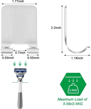 Bolatus 5-Piece Self-Adhesive Razor Shower Hook Set | Stainless Steel Towel Hooks Without Drilling | Durable Wall Hooks for Bathroom - Buy Online on GoSupps.com