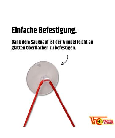 FC Union Berlin Pennant Flag - 12x15 cm Suction Cup Car Wimpel in Club Colors | Double-Sided Supporter Flag for Fans - Buy Online on GoSupps.com