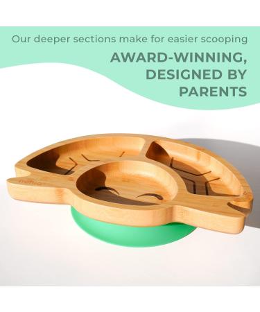 Nohla Tate the Turtle Bamboo Baby Weaning Suction Plate - Spill-Proof 15cm x 26cm, Ideal from 6 Months - 100% Organic Bamboo & FDA Silicone, BPA-Free - Green - Buy Online on GoSupps.com