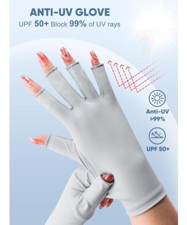 Subay UPF50+ Fingerless UV Gel Manicure Gloves - Grey | UV Nail Protection - Buy Online on GoSupps.com