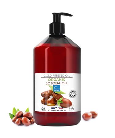Organic Jojoba Oil Pure & Natural: Your All-in-One Beauty Essential! Face Serum Eye Contour Hair Oil Beard Oil Eyelashes Serum Nail Cuticle Oil 500 ml