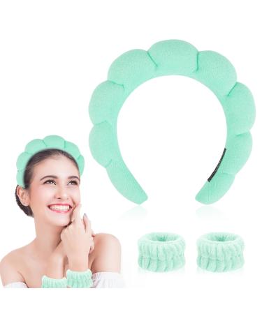 Sponge Spa Headband for Washing Face  1 Pack Makeup Headbands for Women Girls  Wash Spa Yoga Sports Shower Head Band Terry Towel Cloth Hair Band for Skincare  Makeup Removal Green
