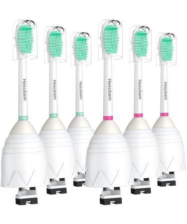 Hesubam Replacement Toothbrush Heads for Philips Sonicare E-Series Screw-On Electric Toothbrush Essence CleanCare Advance Elite Xtreme, and Refills for HX7022, HX7023, 6Pack