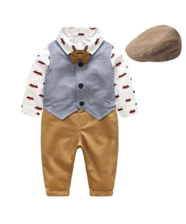 Volunboy Baby Boys Gentleman Suit Toddler Formal Waistcoat Outfit Wedding Shirts + Vest +Bow Tie 4 PCS Set 18-24 Months Fox - Buy Online on GoSupps.com