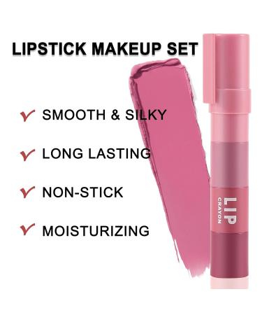 Boobeen Lipstick Crayon Set - Lasting Matte Velvet Multi-Color Lip Gloss for Girls & Women | 4 Shades Gift Set - Shop Internationally - Buy Online on GoSupps.com