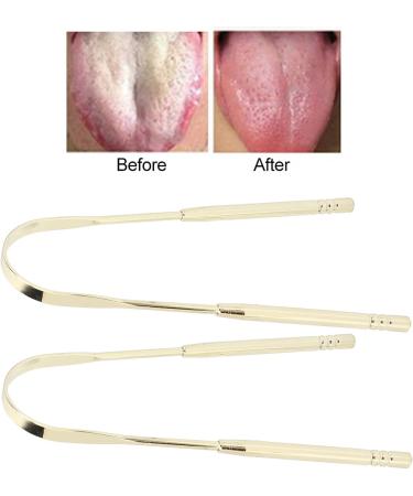 Stainless Steel Tongue Scraper - Flexible Oral Hygiene Tool for Fresh Breath | Gold Color - Buy Online on GoSupps.com