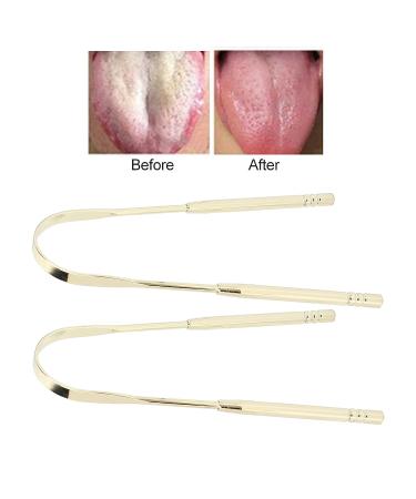 2Pcs Stainless Steel U Shape Tongue Scrape - Oral Hygiene Tongue Cleaner for Adults and Kids (Gold) - Buy Online on GoSupps.com