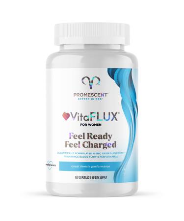 Promescent VitaFLUX Women's Nitric Oxide Booster Supplement Boost Energy & Performance - Therapeutic Dose of Essential Amino Acids L Arginine L Citrulline L Carnitine Zinc (180 Capsules)