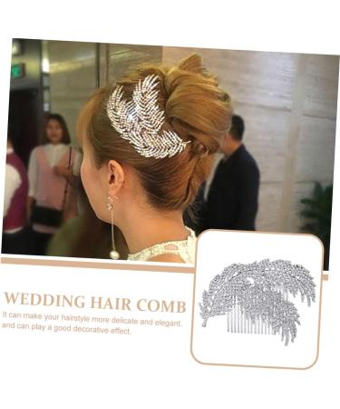DOITOOL 1pc Wedding Hairpin Bridal Headpiece Diamond Hair Clip Pearl Diamond Headpiece Mothers Day Side Combs Silver Hair Clips Bridal Tiara Hair Comb Pin Rhinestone Bride Leaves Headgear - Buy Online on GoSupps.com