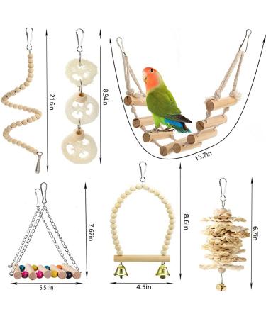 Bird Parrot Toys Swing Hanging - 18 Piece Set for Parakeets, Cockatiels, Lovebirds, Conures, Budgie, Macaws, Finches and Small Pets - Cage Accessories with Perch, Ladder, Chewing Toys, Hammock - Buy Online on GoSupps.com