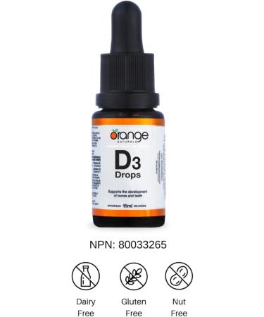 Orange Naturals - Vitamin D3 Drops - Natural Orange Flavour - MCT 1000IU 15ml - Support Bone Health Teeth Reduce Osteoporosis Maintain Muscle Enhanced Absorption & Prevent D Deficiency Cholecalciferol - Buy Online on GoSupps.com