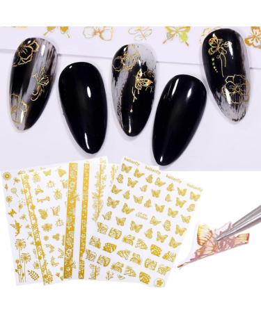 Butterfly Nail Art Stickers - 12 Sheets Self-Adhesive Nail Foils for DIY Nail Decoration - Buy Online on GoSupps.com