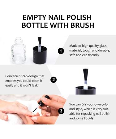 Solustre 15Pcs 5ml Refillable Empty Nail Polish Bottles with Brush - Transparent Glass Nail Art Containers for DIY Manicure - Buy Online on GoSupps.com