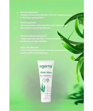 Agarta Aloe Vera Moisturizing Skin Cream Botanical Daily Moisturizer for Soft & Refreshed Skin Vegan Clean Formula 2.54 fl oz - Buy Online on GoSupps.com