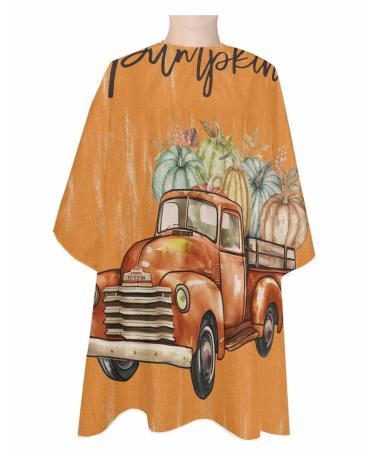 Hello Pumpkins Barber Cape - Salon Hair Cutting Cape for Women Men Kids Adults Fall Thanksgiving Farmhouse Orange Haircut Cape with Adjustable Elastic Neckline Hairdressing Stylist Cape Accessories 1 piece 55x63 Inch Pumpkin Orange Dark Orange
