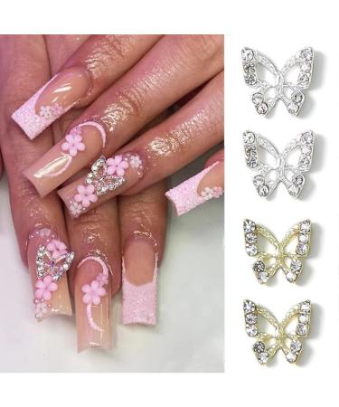 20pc Shiny Alloy Butterfly Nail Charms - Crystal Rhinestones - 3D Nails Gems for Acrylic Nails - DIY Manicure Decoration - Buy Online on GoSupps.com