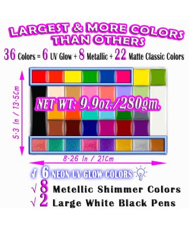 CCbeauty 36 Colors Face Body Paint Kit with 10 Brushes | Neon Face Painting Palette Set for Halloween SFX Special Effects Cosplay Costume Makeup - Buy Online on GoSupps.com