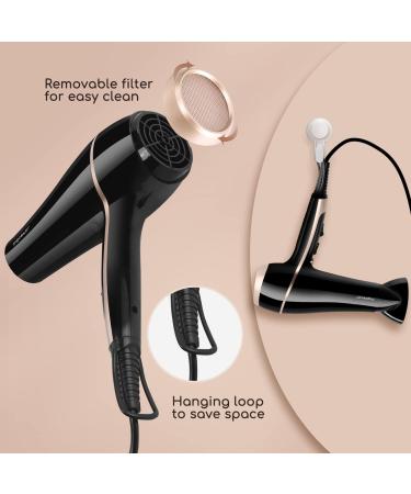 Aigostar Professional Ionic Hair Dryer 2400W Negative Ion Hairdryer with Diffuser and Concentrator 3 Heating 2 Speed Settings Cool Shot Button Fast Drying Blow Dryer - Lora 32YWY - Buy Online on GoSupps.com