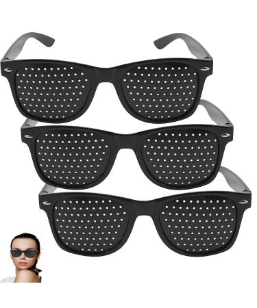 Fajoek Raster glasses pinhole glasses eye trainer hole glasses grid glasses with foldable ironing pinhole glasses hole glasses for eye training and relaxation black