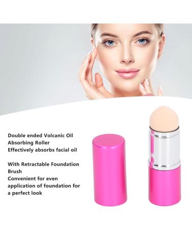 Oil Absorbing Volcanic Face Roller 2 with 1 Retractable Foundation Brush Double Sided Reusable Compact and Portable Highly Absorbent Volcanic Stone Premium Material for - Buy Online on GoSupps.com
