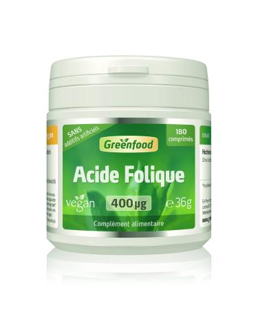 Greenfood Folic acid, 400 µg, 180 tablets, high doses, tablets, vegan - for the growth of maternal tissues during pregnancy and for.No artificial additives. Non-GMO.