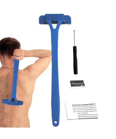 Back hairers for men back hair cutters with a long handle manual body hair cutter back razor fast trimming portable extra long handle for back and leg hair body patch blue
