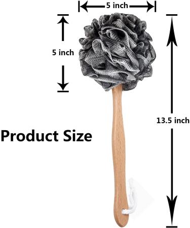 Arswin Shower Sponge Loofah Back Scrubber with Wooden Handle - PE Soft Mesh Body Scrubber for Women & Kids - Black - Buy Online on GoSupps.com
