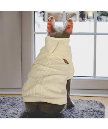 Meioro XL White Dog Sweater with Zip & Hood - Warm Winter Wear for Dogs & Cats - Perfect for French Bulldogs & Pugs - Buy Online on GoSupps.com
