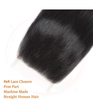 Lace Closure 4X4 Straight Brazilian Virgin Hair Swiss Lace Natural Black Closure | 8 Inch Free Part | 8A Machine Made STW Closure - Buy Online on GoSupps.com