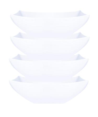 PLASTICPRO Disposable 128 ounce Square Serving Bowls, Party Snack or Salad Bowl, Extra Large Plastic Elegant White Pack of 4 128 OUNCE White