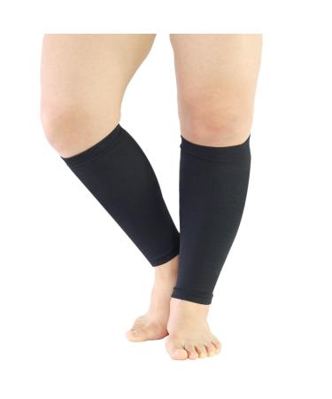 1 Pair Calf Compression Sleeves for Men & Women-Shin Splint and Calf Support Brace - Compression Calf Guards - Leg Sleeves for Torn Muscle Cramps Pain Relief Swelling Varicose Veins(Black)