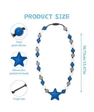 2 Pack Baby Silicone Sensory Chew Necklaces - BPA Free Teething & Nursing Toys for Breastfeeding - Freezable & Dishwasher Safe - Blue & Gray Stars - Buy Online on GoSupps.com