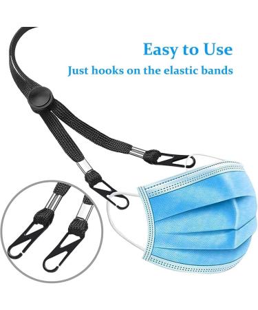10-Piece Adjustable Mask Holder & Lanyard Set - Ergonomic Ear Hooks & Hygienic Mask Chains for Adults & Kids (Black) - Buy Online on GoSupps.com