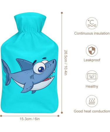 Blue Shark Hot Water Bottle with Plush Cover | Hand Warmer for Adults & Kids - 26.5x15.3cm - International Shipping Available - Buy Online on GoSupps.com