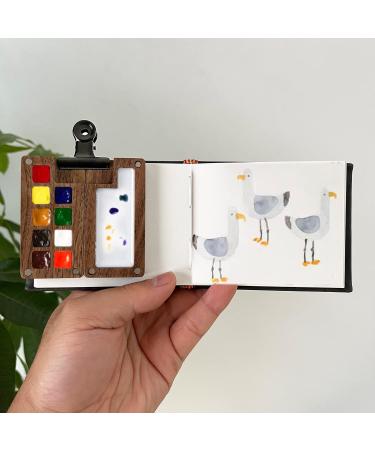 Mini Portable Watercolor Palette - 9 Color Sketchbook Palette in Wooden Box - Travel Paint Case for Artists - Clip Included - 9 Area Palette - Buy Online on GoSupps.com
