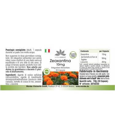 Zeaxanthin 10mg - 30 capsules - Vegan - 50mg of tagete extract | Warnke Vitalstoffe - Quality from German pharmacies - Buy Online on GoSupps.com