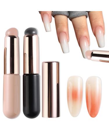 Silicone Brush for Ombre Nail Art 2Pcs Reusable Gel Polish Brush Gradient Nail Design Silicone Pen Chrome Powder Applicator Brush Soft Head Stamper for Stamping Nail Art Manicure Tool