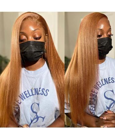 Ginger Brown Lace Front Human Hair Wig 20 Inch - 150% Density Straight Ginger Blonde Wig with HD Lace Frontal & Baby Hair - Brazilian Hair Pre Plucked for Natural Look - Buy Online on GoSupps.com