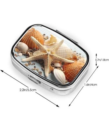 Starfish & Shells Cute 2 Compartment Pill Case | Small Travel Pill Box Organizer for Purse & Gifts - Buy Online on GoSupps.com